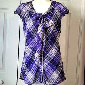 Worthington purple plaid blouse